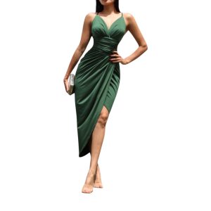 Vestido Verde Con Fruncido