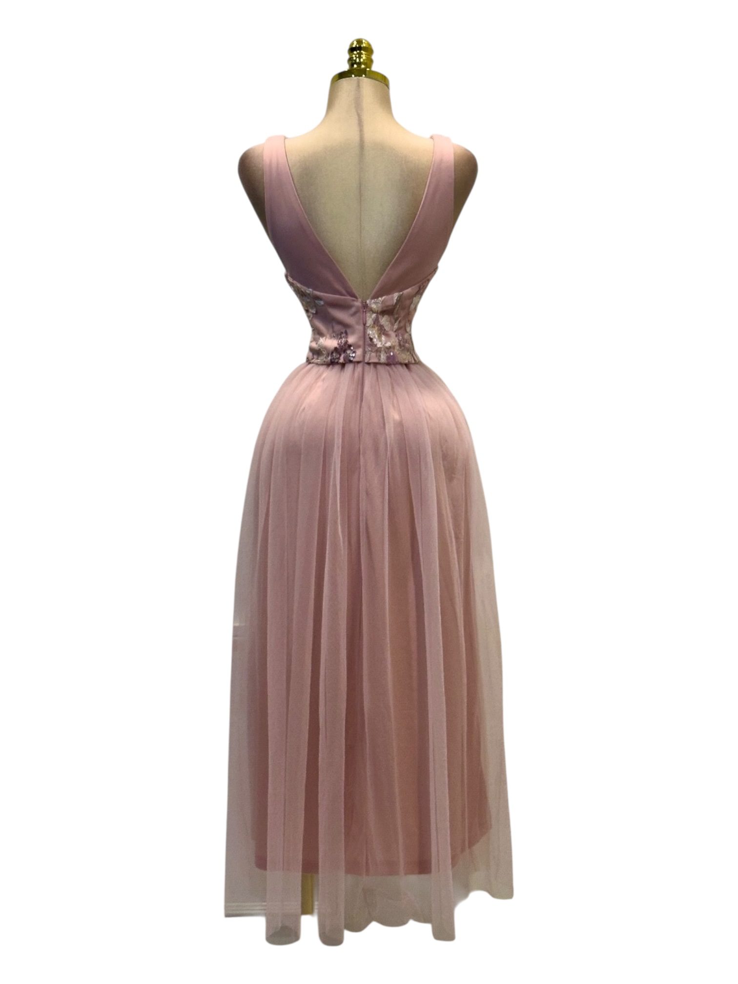 Vestido Rosa Escote Profundo - Image 3