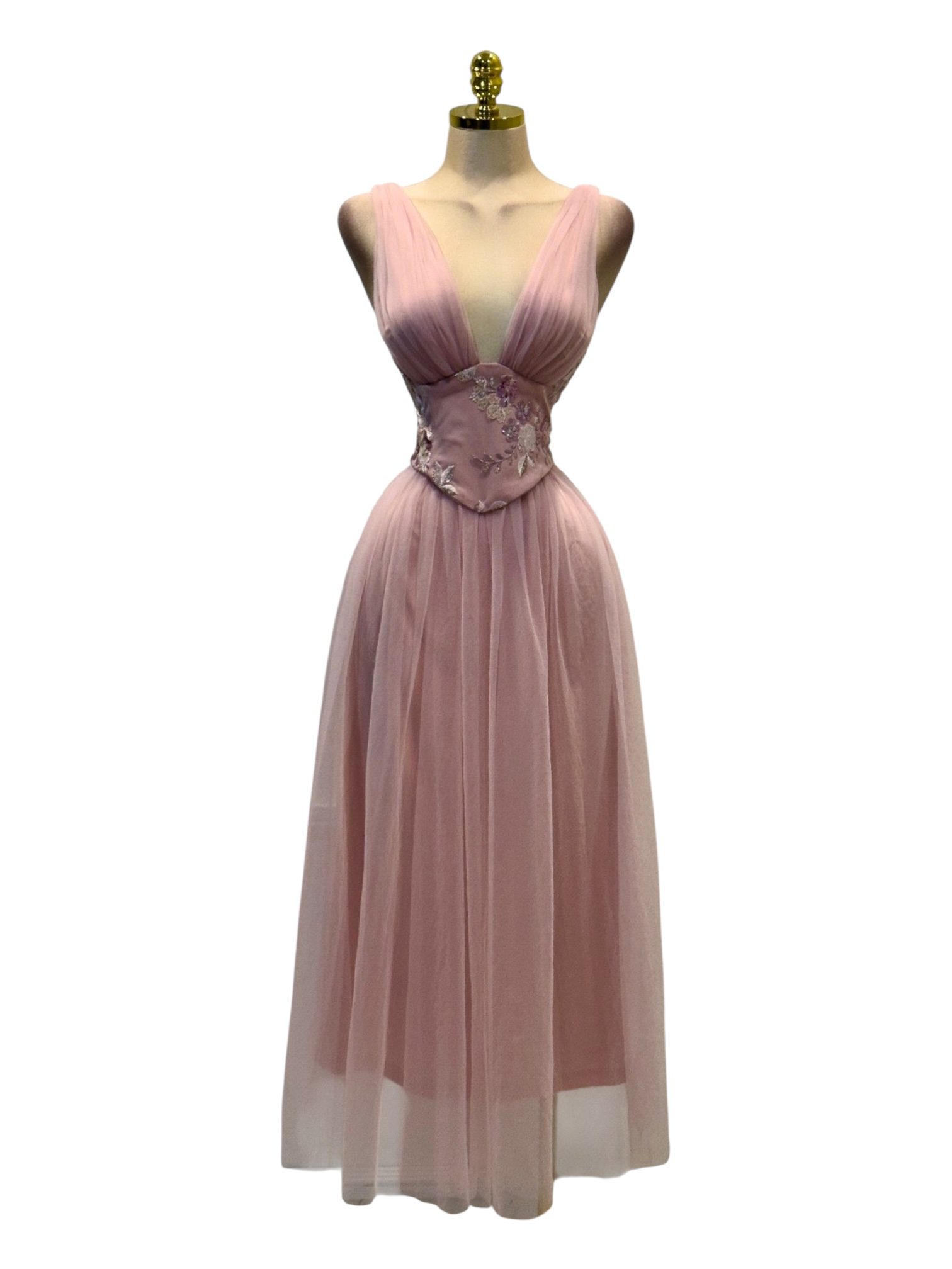 Vestido Rosa Escote Profundo - Image 2