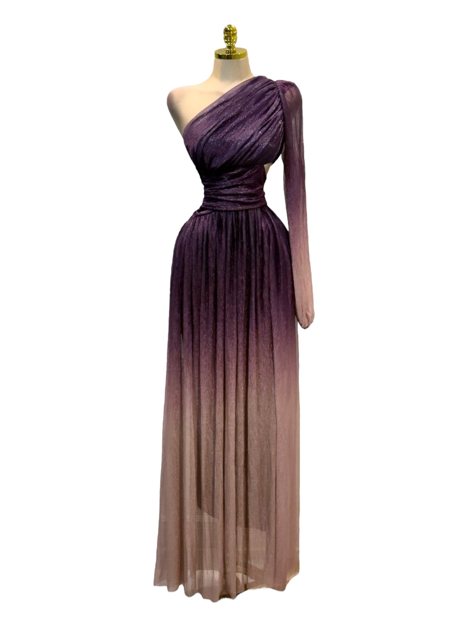 Vestido Morado De Un Hombro - Image 2