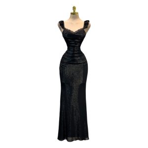 Vestido Negro Con Tirantes Anchos