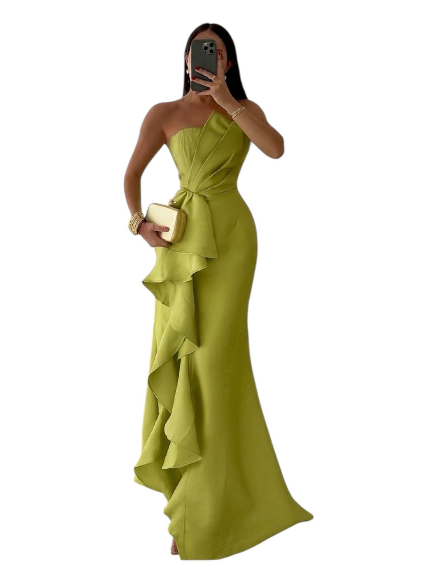 Vestido Color Lima Strapless - Image 2