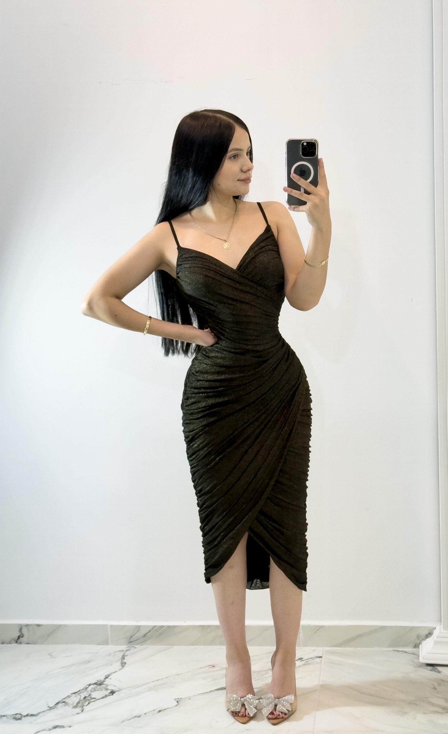 Vestido Negro Con Tiranes - Image 4