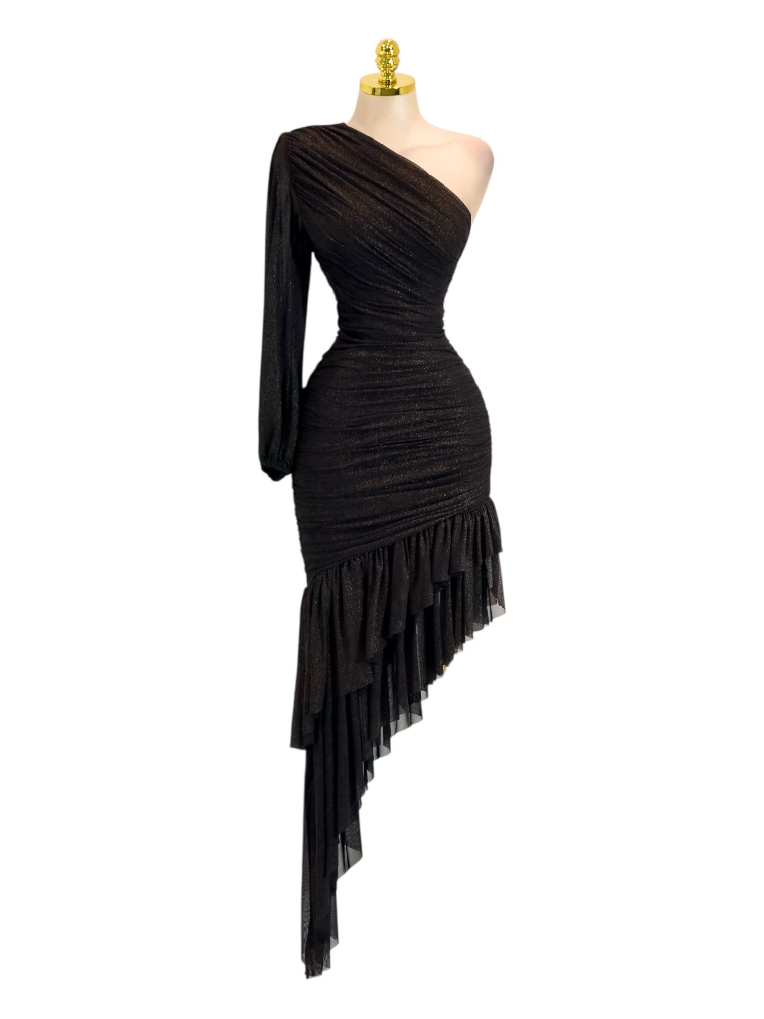 Vestido Negro De Una Manga - Image 2