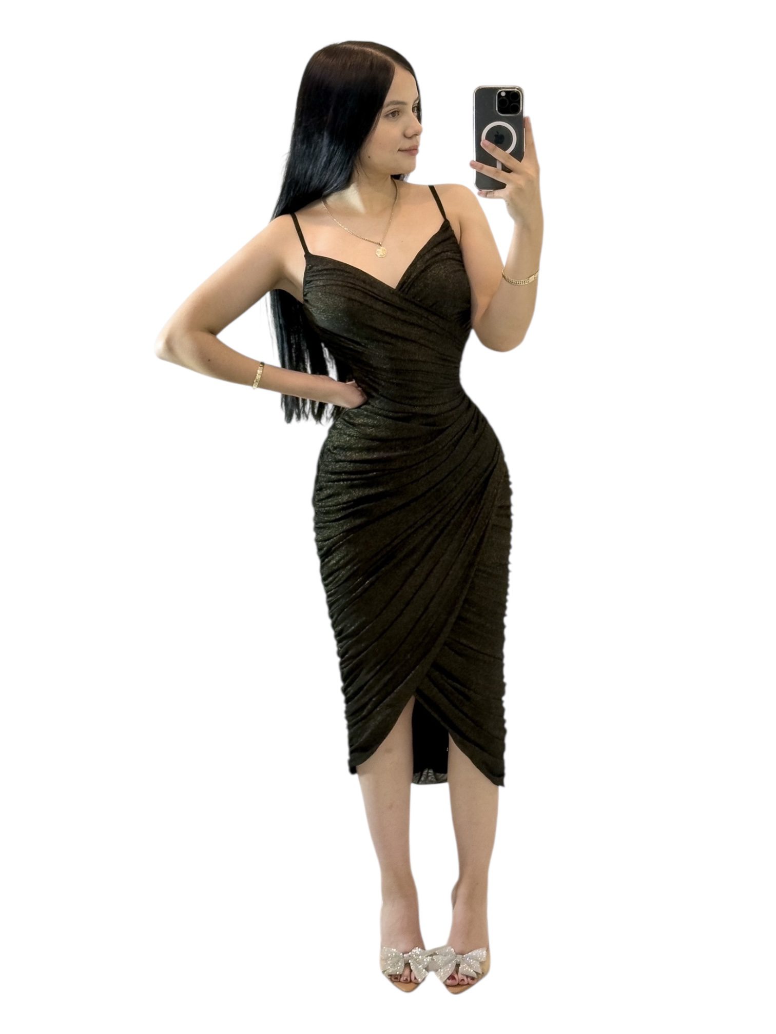 Vestido Negro Con Tiranes - Image 3