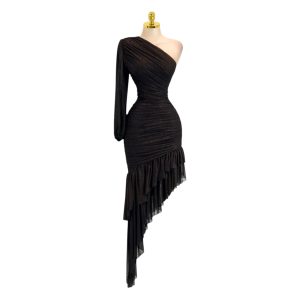 Vestido Negro De Una Manga