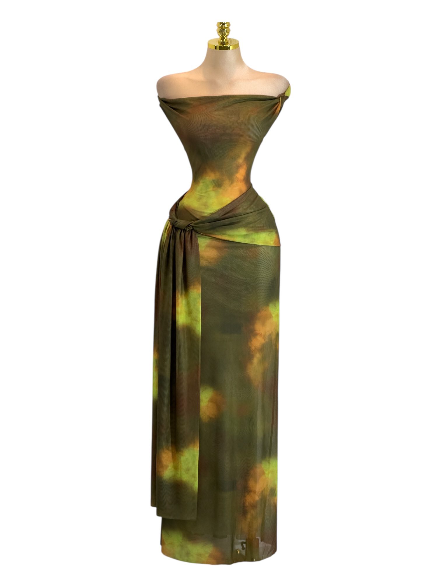 Vestido Verde Olivo Con Estampado - Image 2