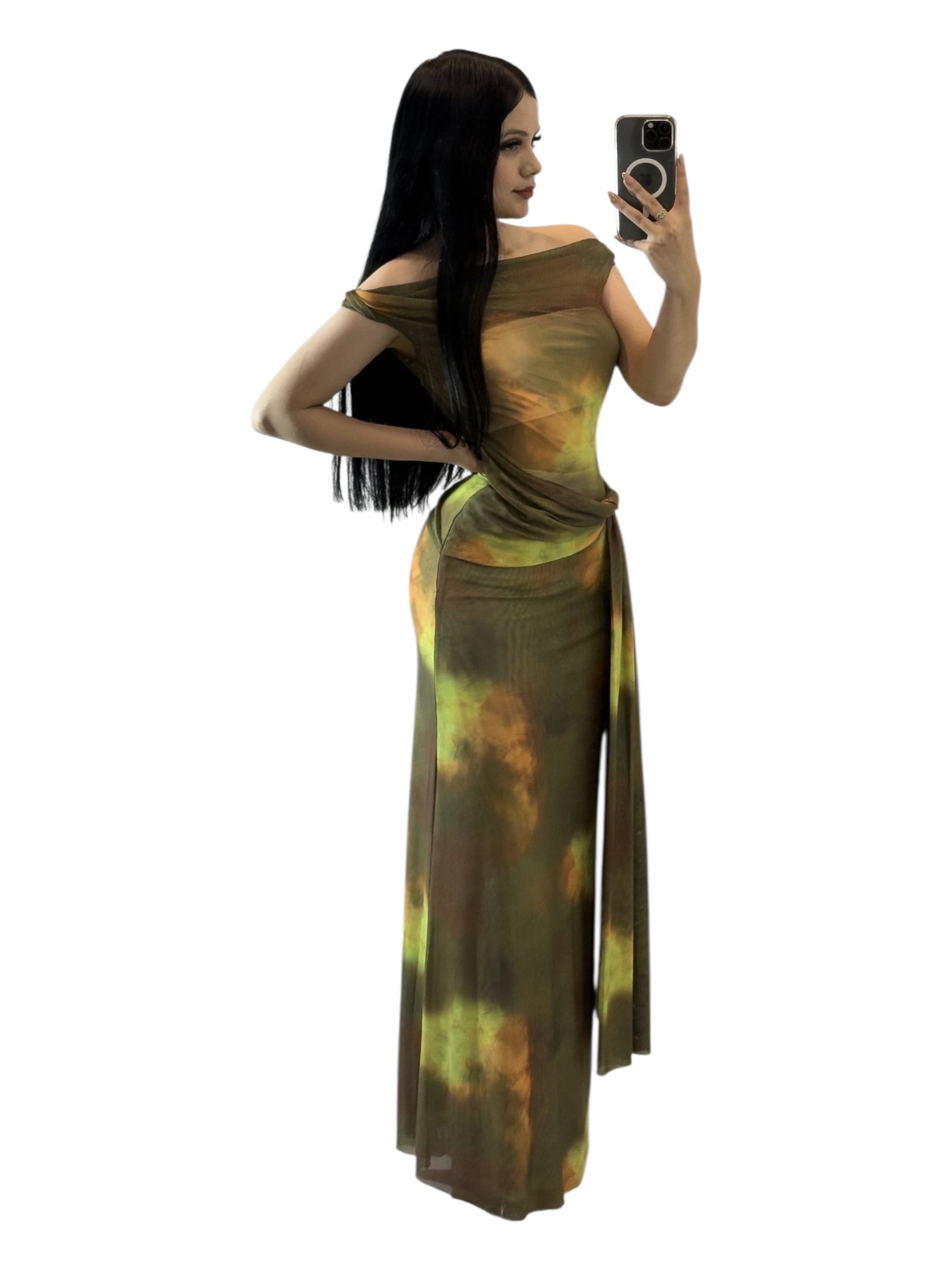 Vestido Verde Olivo Con Estampado - Image 3