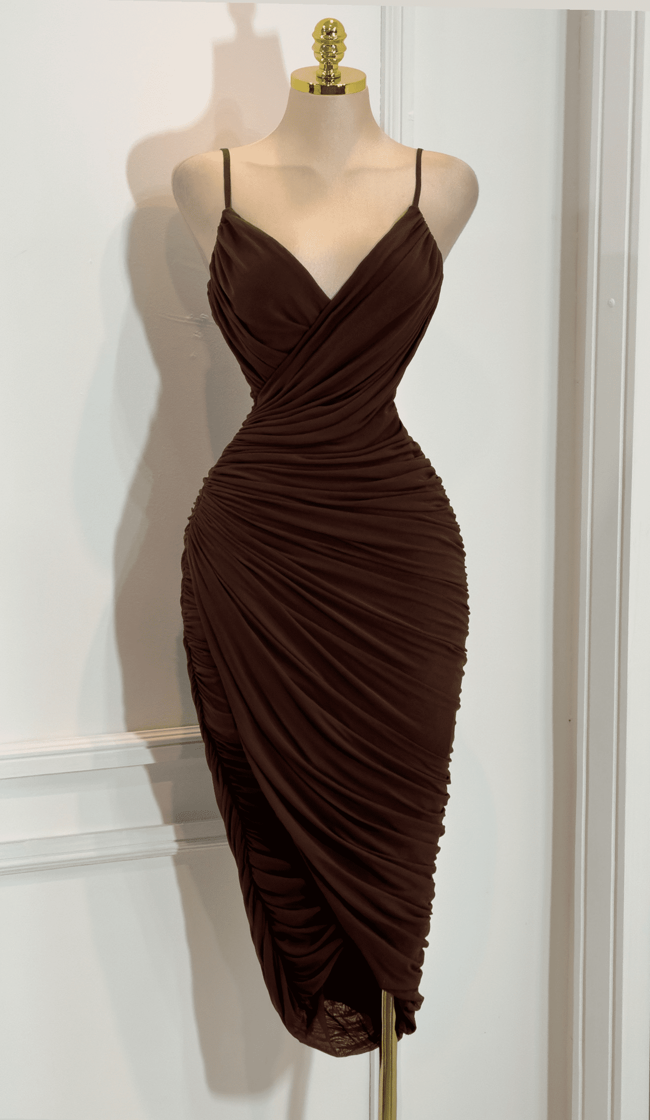 Vestido Café Fruncido - Image 3