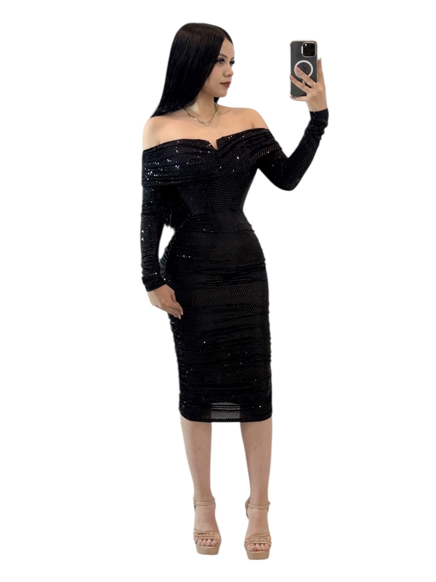 Vestido Negro Con Brillos - Image 3