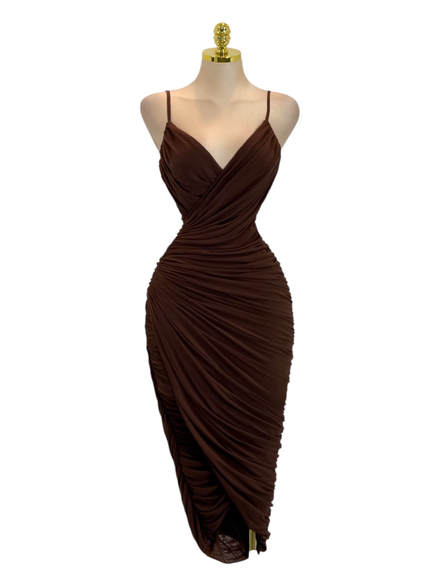 Vestido Café Fruncido - Image 2