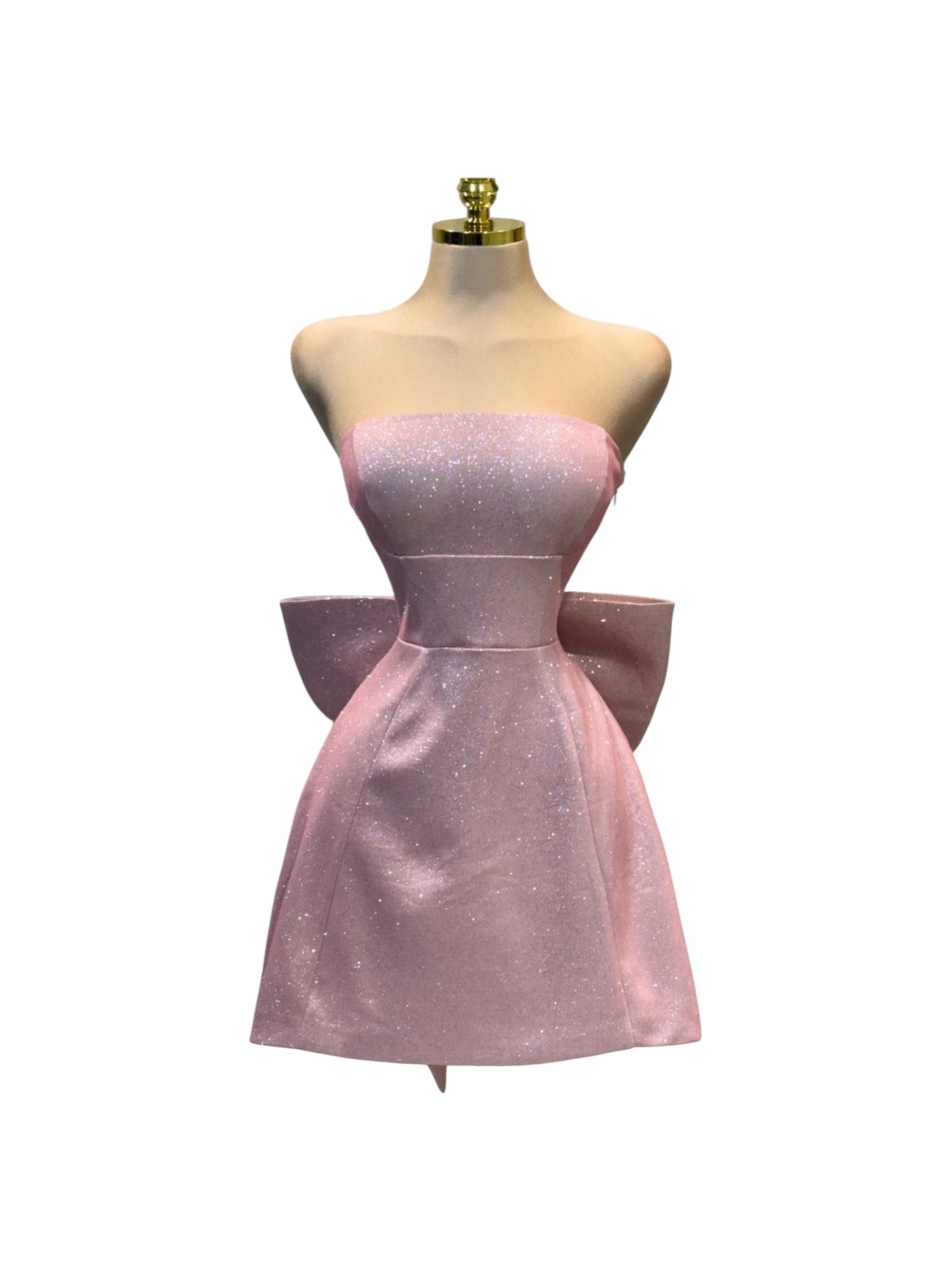 Vestido Rosa Corto Con Moño En Cintura - Image 2