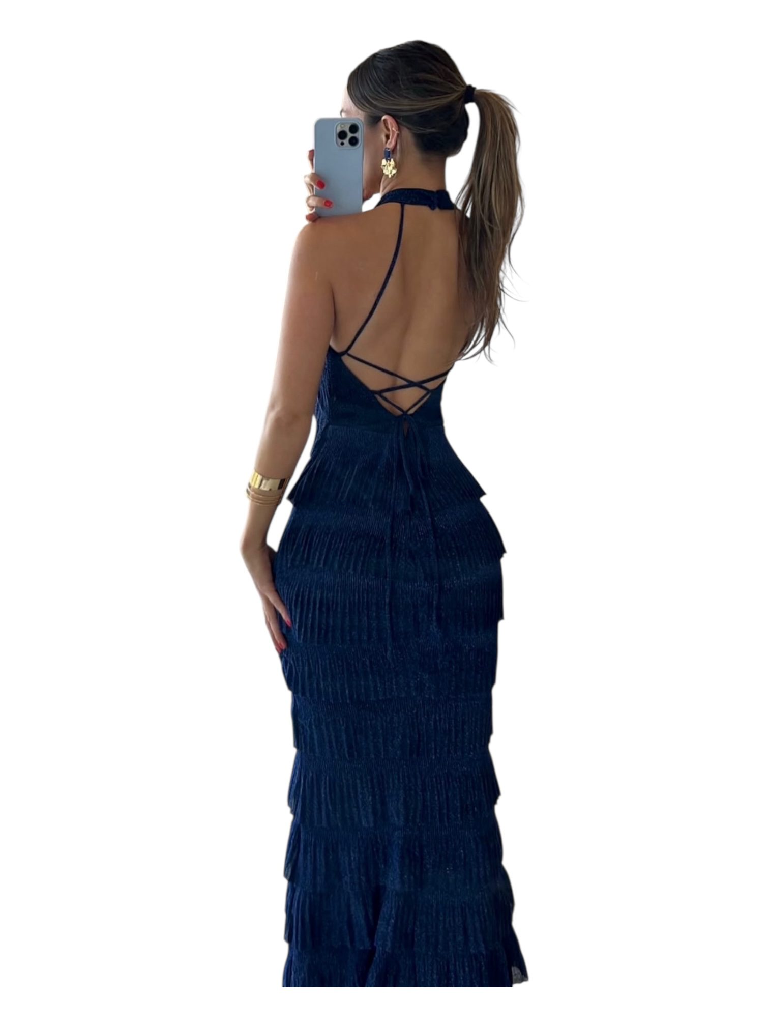 Vestido Azul Con Olanes - Image 3