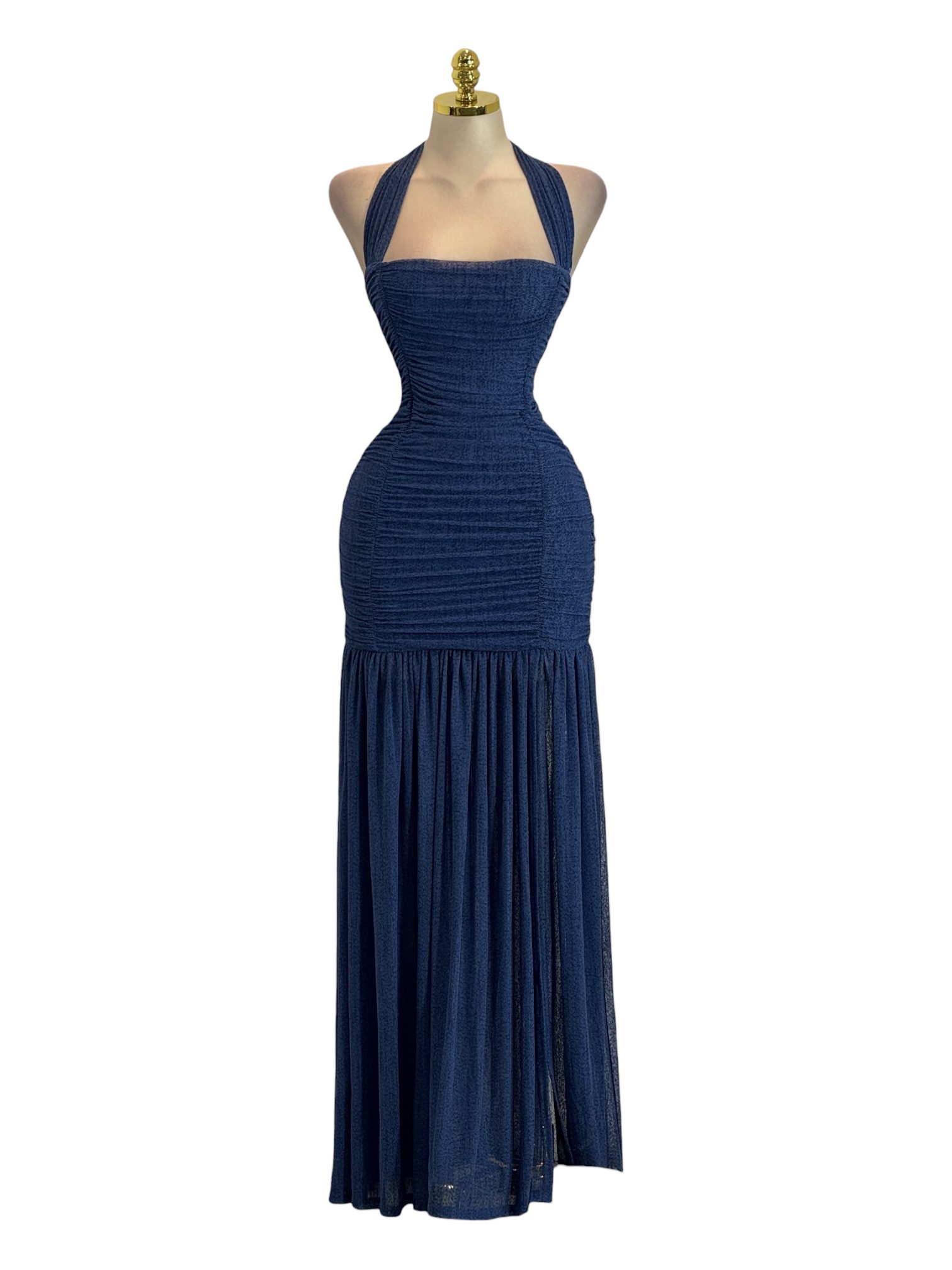 Vestido Azul Con Fruncido - Image 2