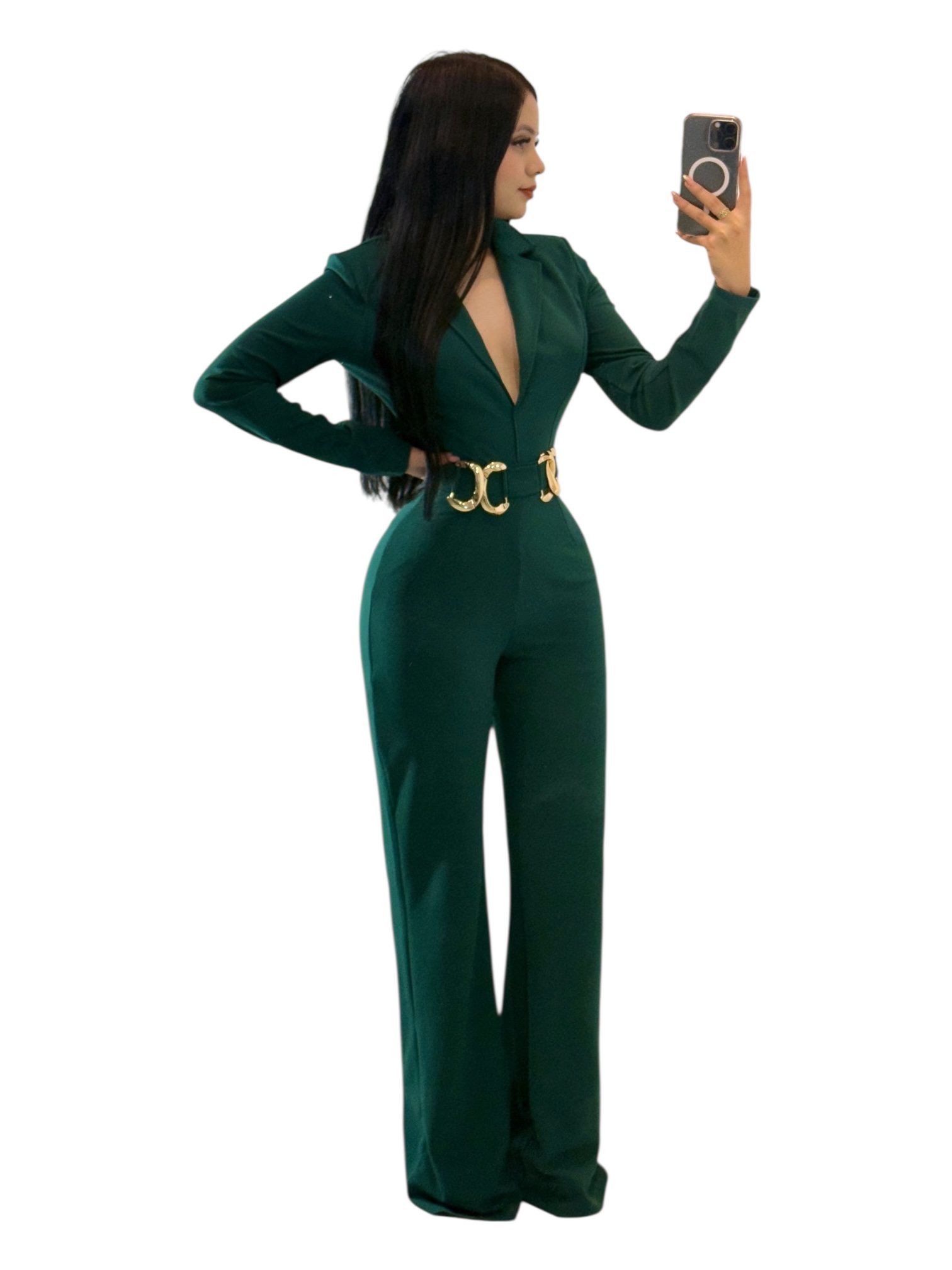 Palazzo Verde Con Cinturones Dorados - Image 3