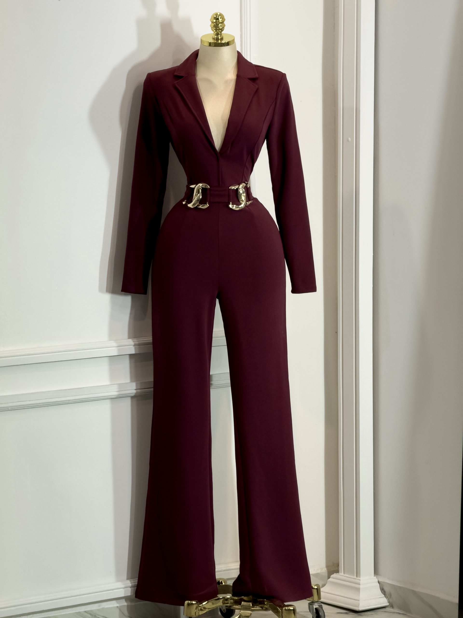 Palazzo Largo Vino Tipo Sastre Con Escote En V - Image 4