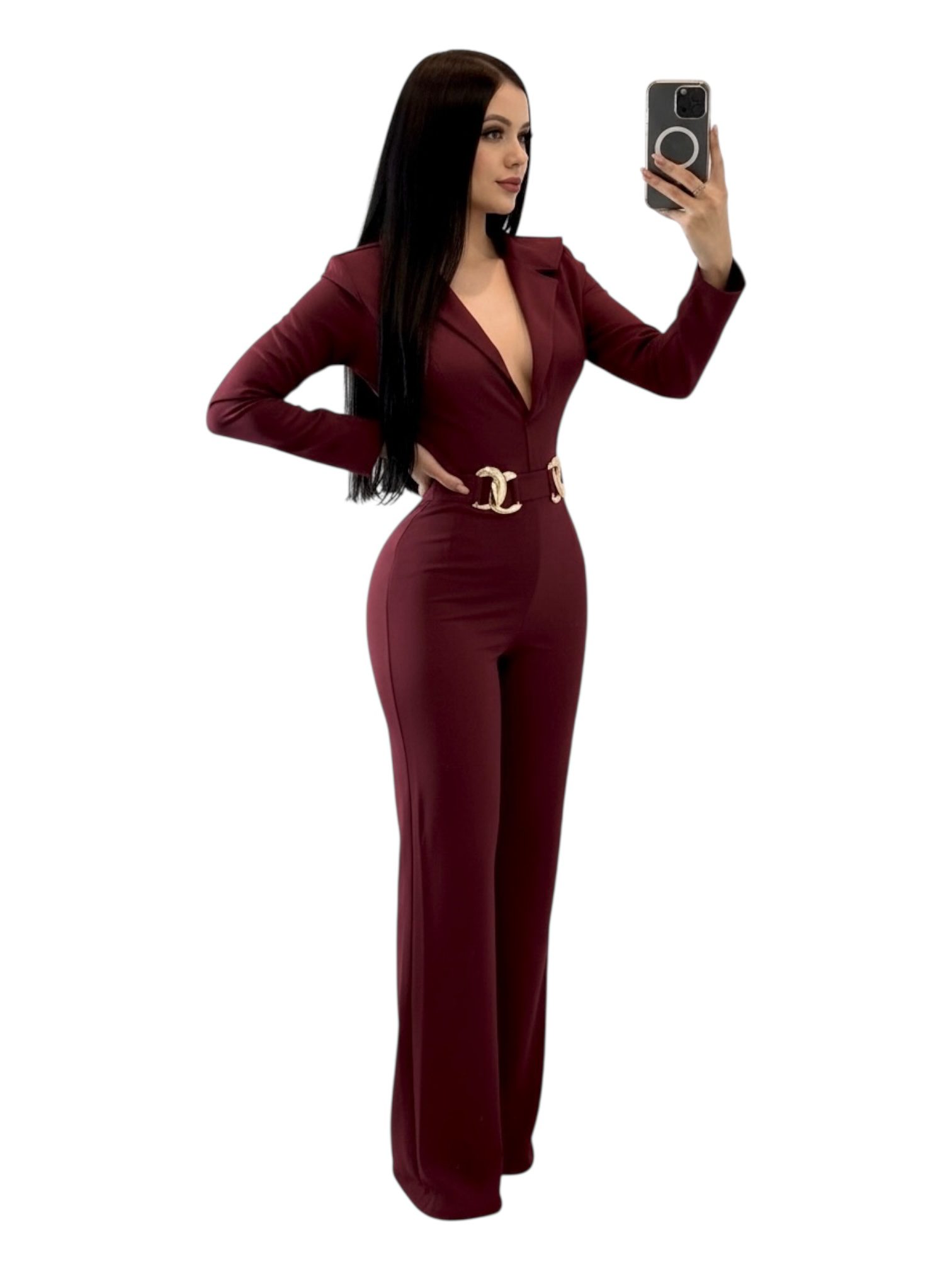 Palazzo Largo Vino Tipo Sastre Con Escote En V - Image 3