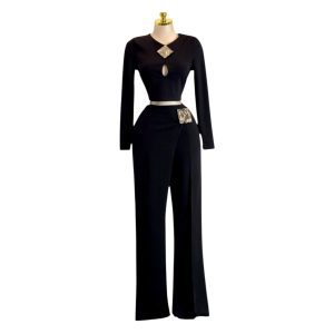 Conjunto Negro De Dos Piezas Con Manga Larga