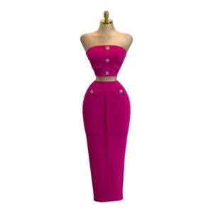 Conjunto Fucsia Strapless De Dos Piezas