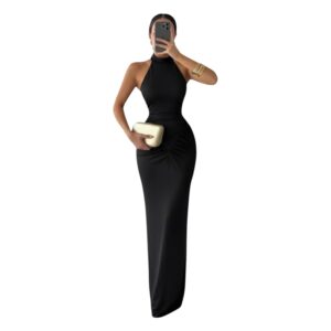 Vestido Negro Con Fruncido