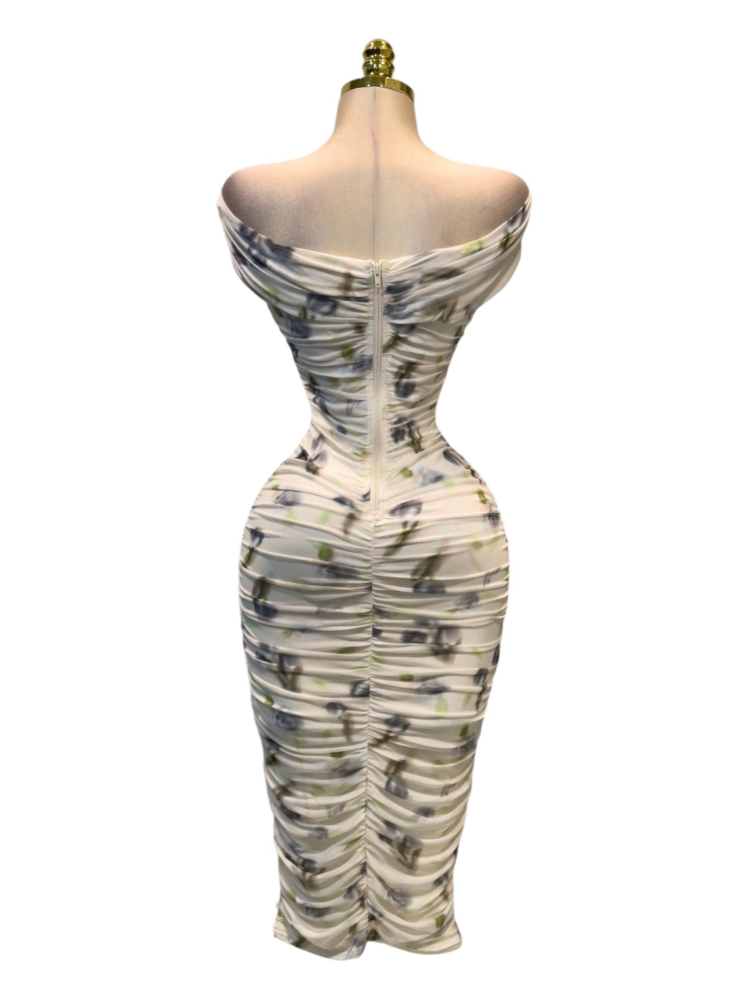 Vestido Midi Estampado Floral Con Fruncido Total - Image 3