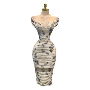 Vestido Midi Estampado Floral Con Fruncido Total