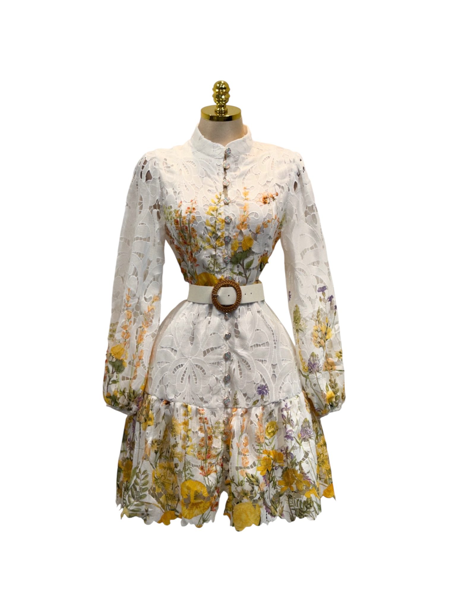 Vestido Blanco Floreadeo De Encaje - Image 2