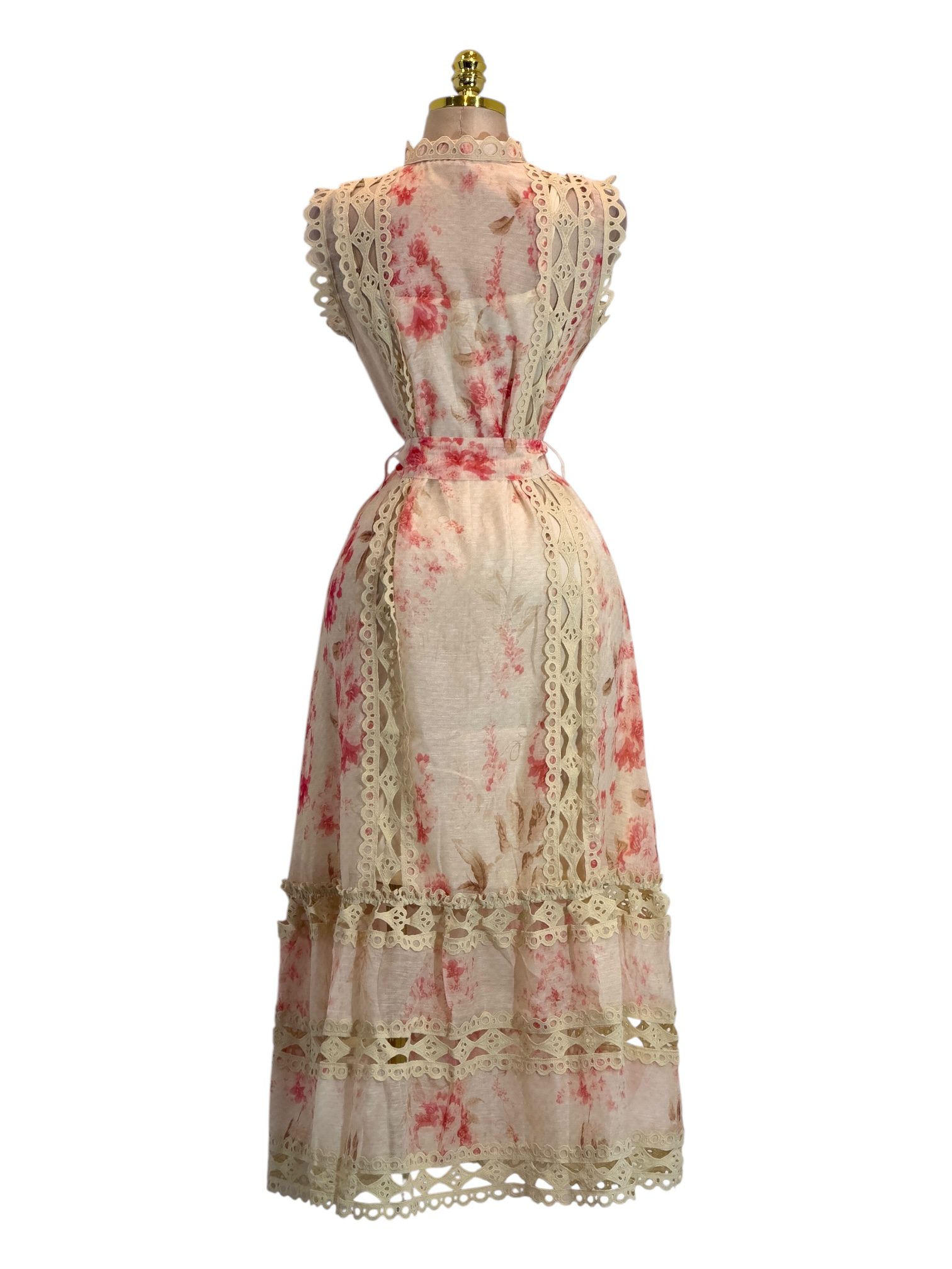 Vestido Beige Con Flores - Image 3