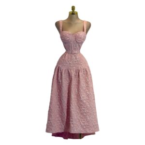Vestido Midi Rosa Ajustado Con Corset Estructurado