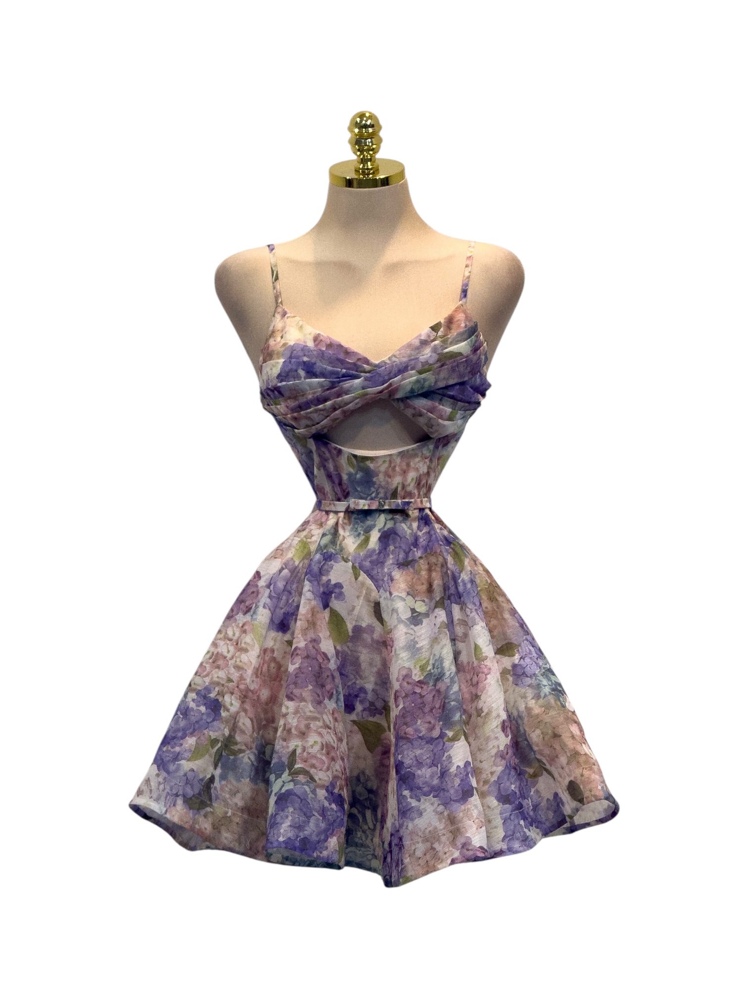 Vestido Floral Lila Con Escote Cruzado - Image 2