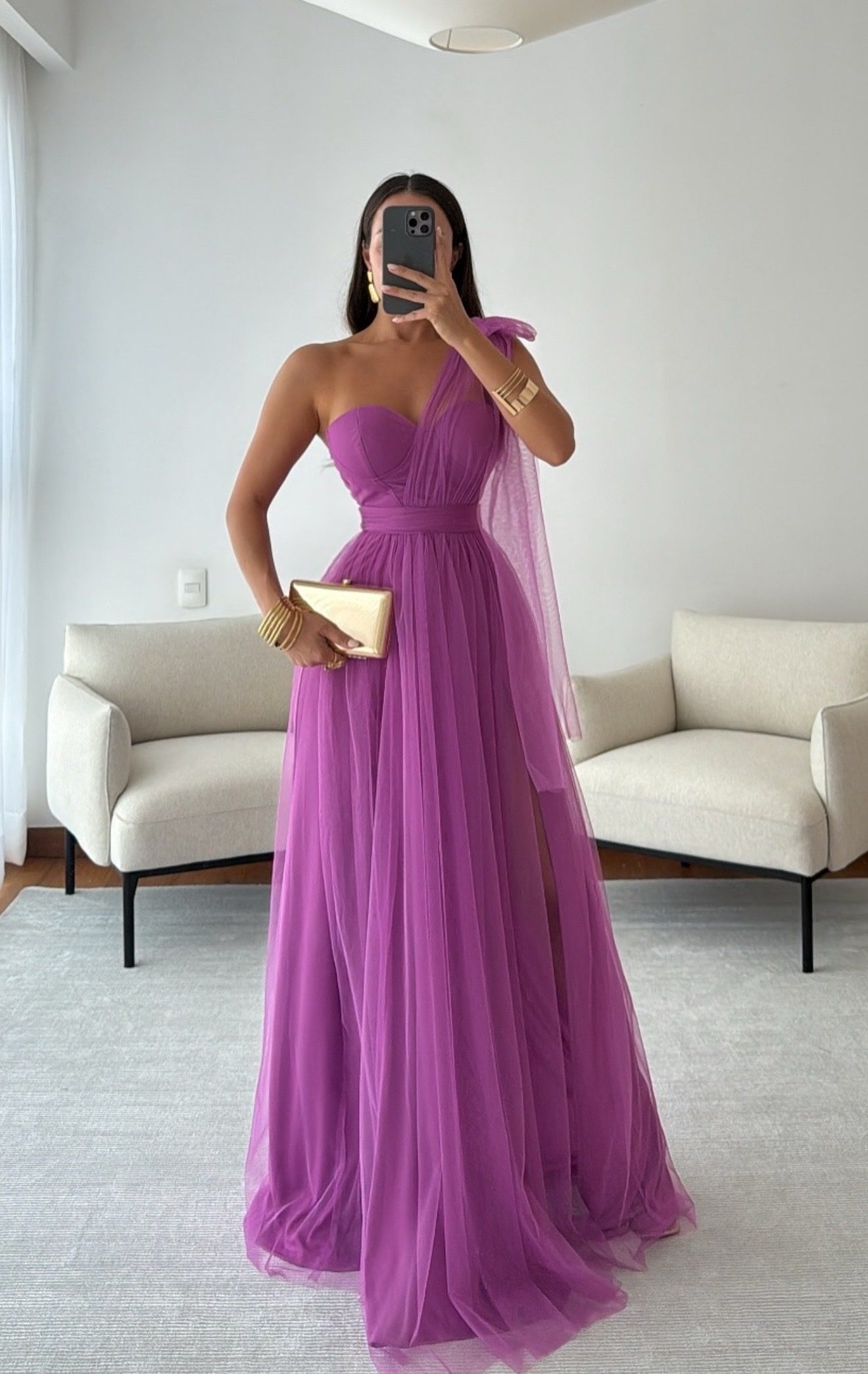 Vestido Bugambilia Con Escote Asimétrico Y Falda De Tul - Image 4