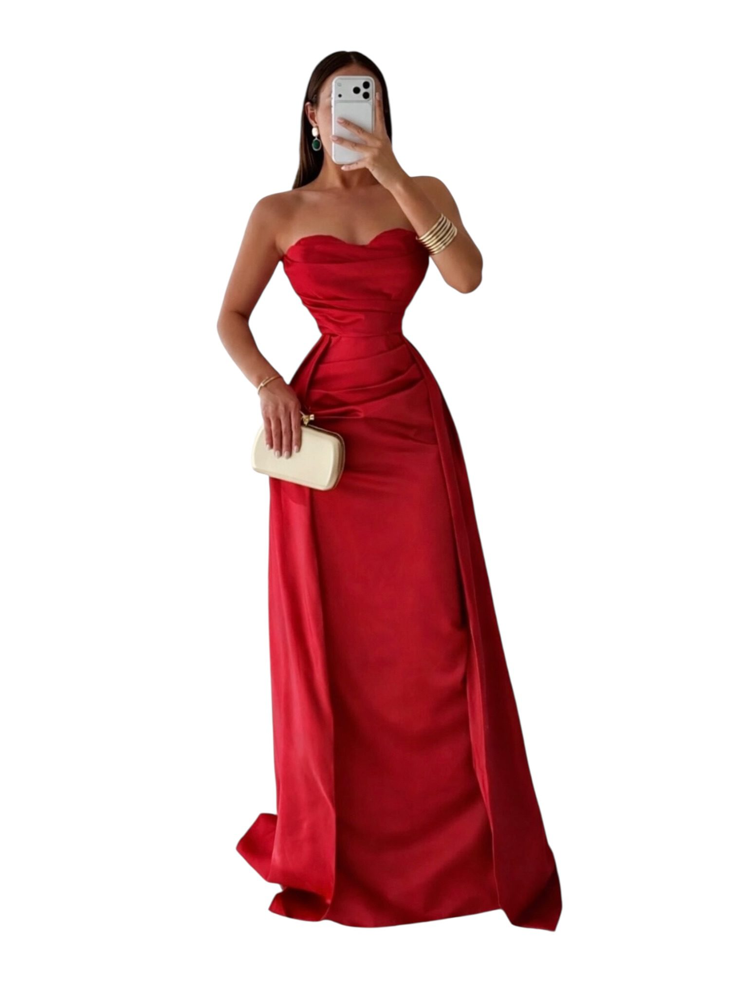 Vestido Rojo Strapless Satin - Image 2