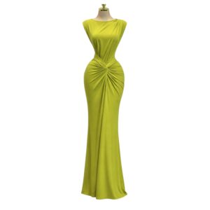 Vestido Verde Lima Drapeado De Licra