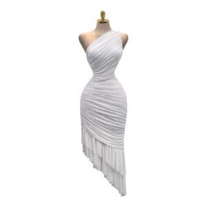 Vestido Blanco Asimétrico Drapeado