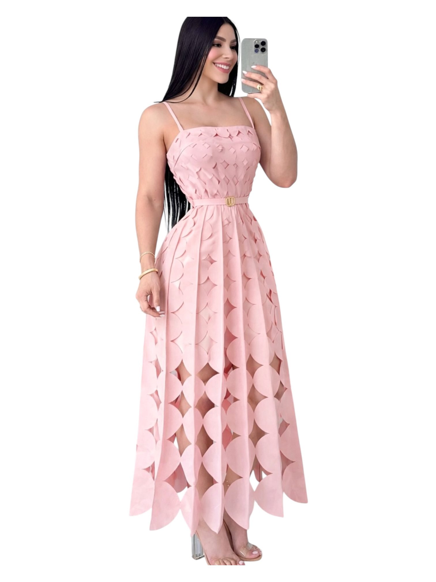 Vestido Rosa Con Cinturón - Image 2