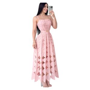 Vestido Rosa Con Cinturón