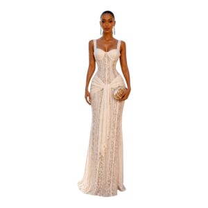 Vestido Ivory Con Encaje Y Corset Estructurado