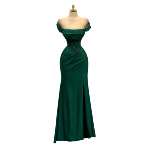 Vestido Verde Esmeralda Con Aplicaciones Elegantes