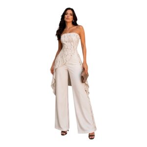 Conjunto Marfil Strapless Con Sobrefalda Asimétrica
