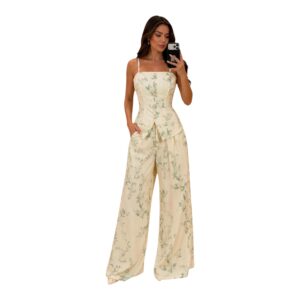 Conjunto Crema Floral Con Top Estructurado