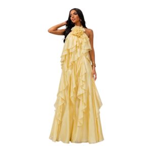 Vestido Amarillo Mantequilla Con Volantes En Cascada