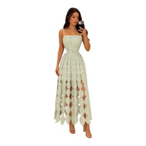 Vestido Midi Verde Salvia Con Diseño Calado