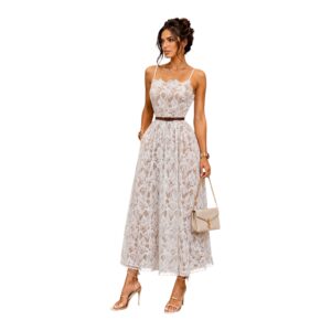 Vestido Blanco De Encaje Floral Con Tirantes Delgados