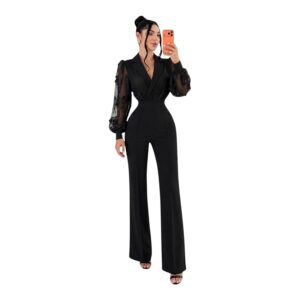 Palazzo Negro Con Mangas De Organza Bordada