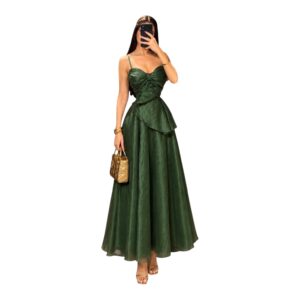 Vestido Verde Con Moño Frontal