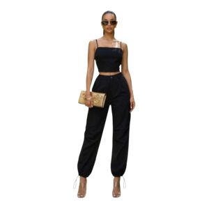 Conjunto Negro De Top Con Tirantes Y Pantalón Jogger