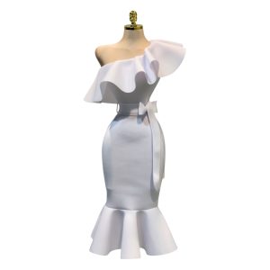 Vestido Blanco Con Olan