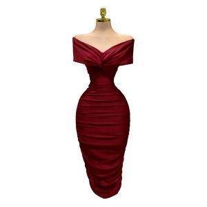 Vestido Vino Midi Con Escote Cruzado
