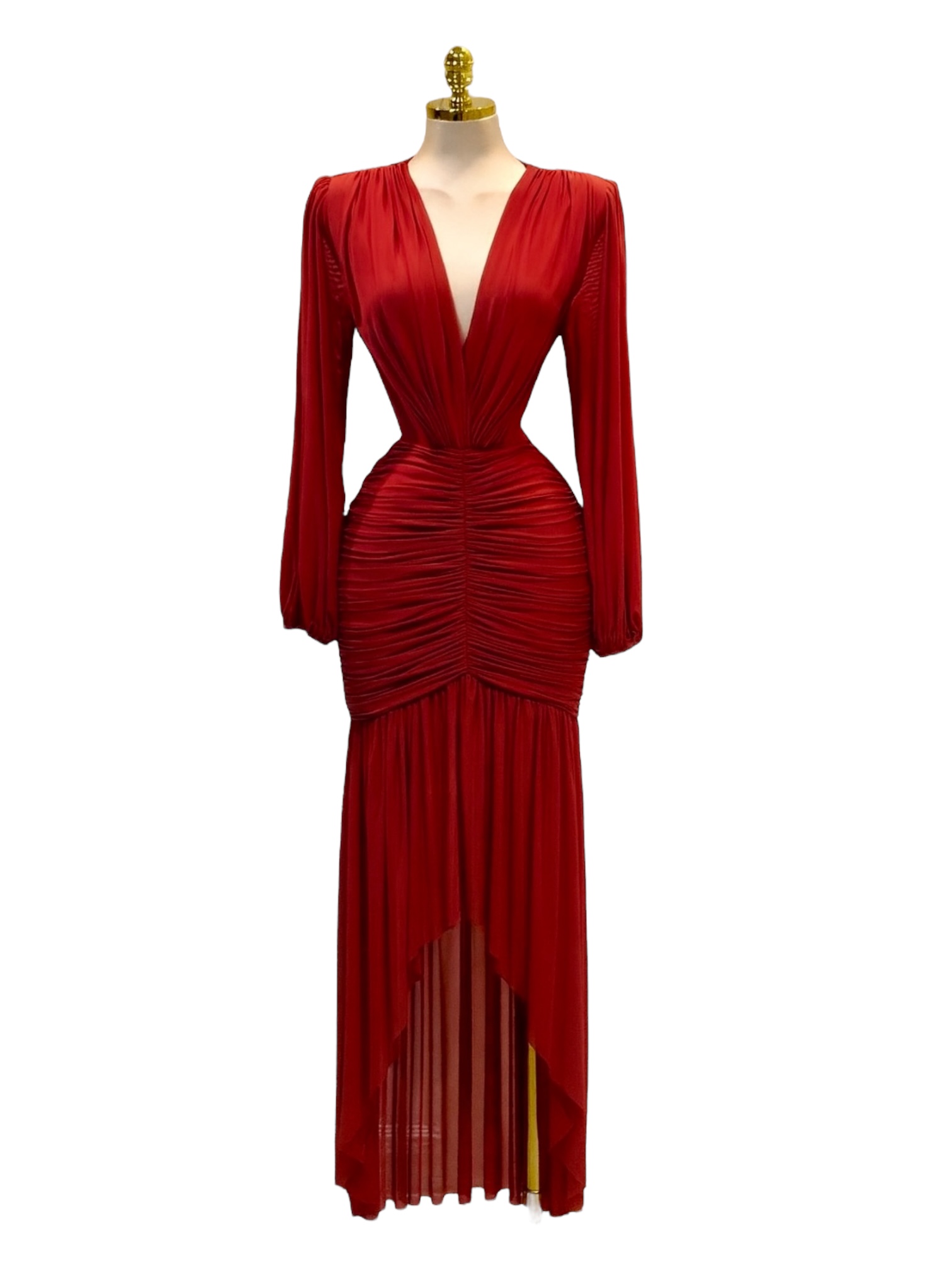 Vestido Rojo Con Drapeado - Image 2