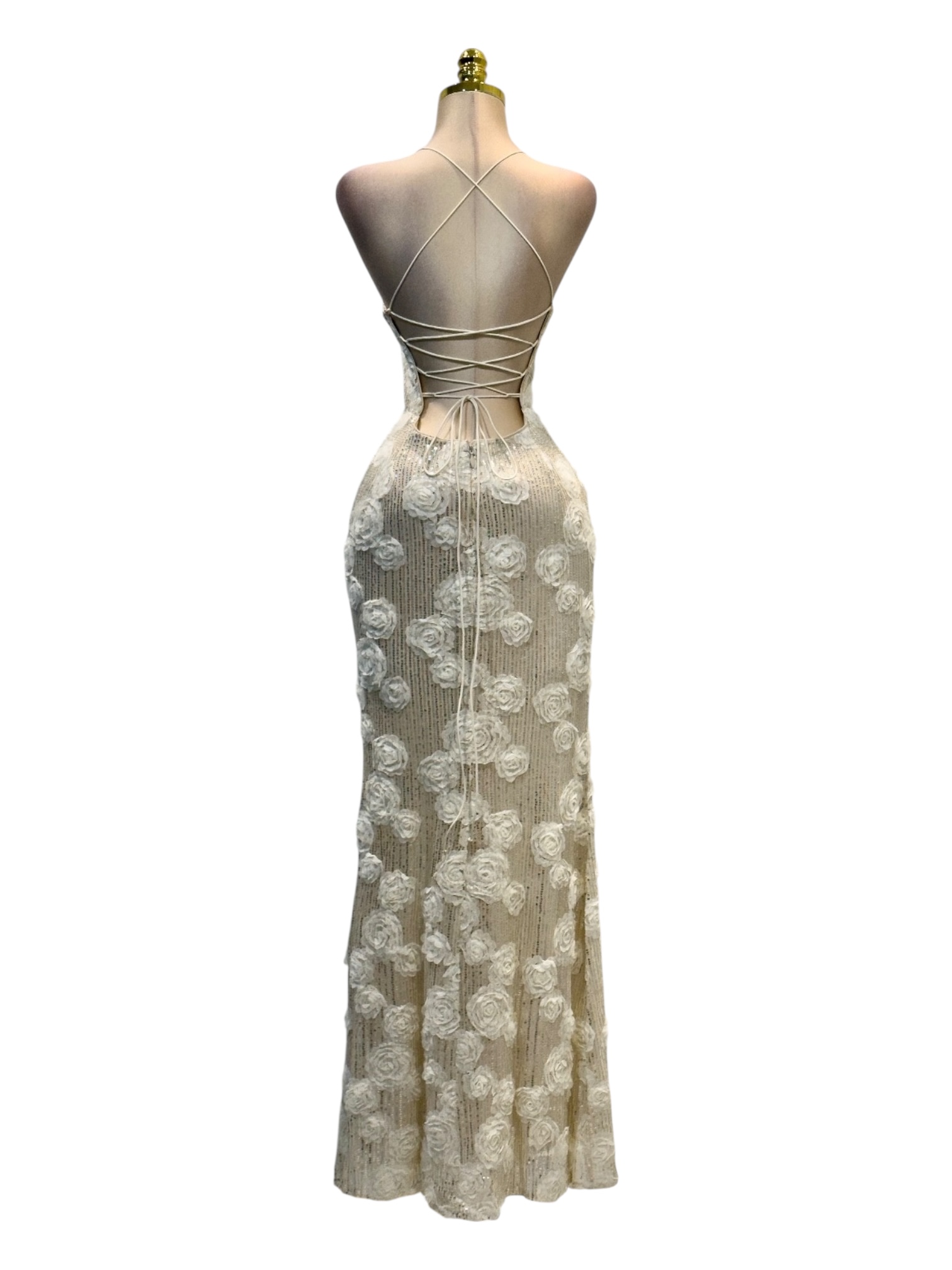 Vestido Beige Con Flores - Image 3